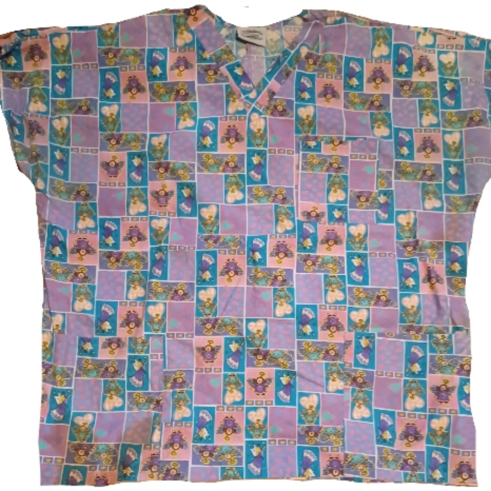 Viva Scrub Top with Angels.. hearts & Stars
